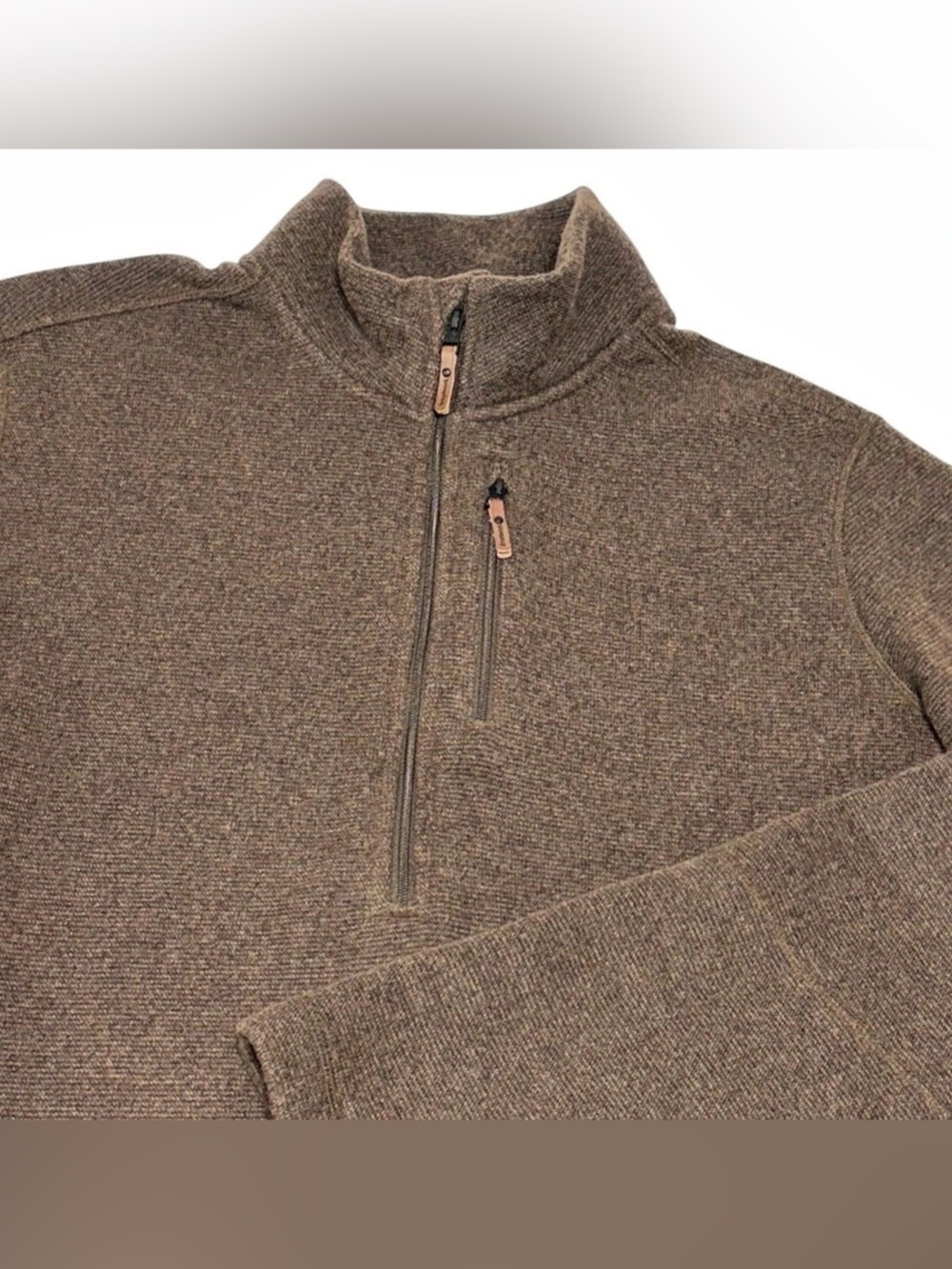 Smartwool Mens Sweater Large Quarter Zip Wool Blend Mock Neck Brown Excellent